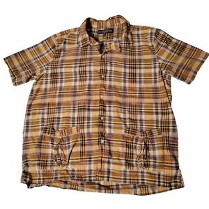 The J. Peterman Company Plaid Short Sleeve Button Up Shirt Men's XXL - Imperfect